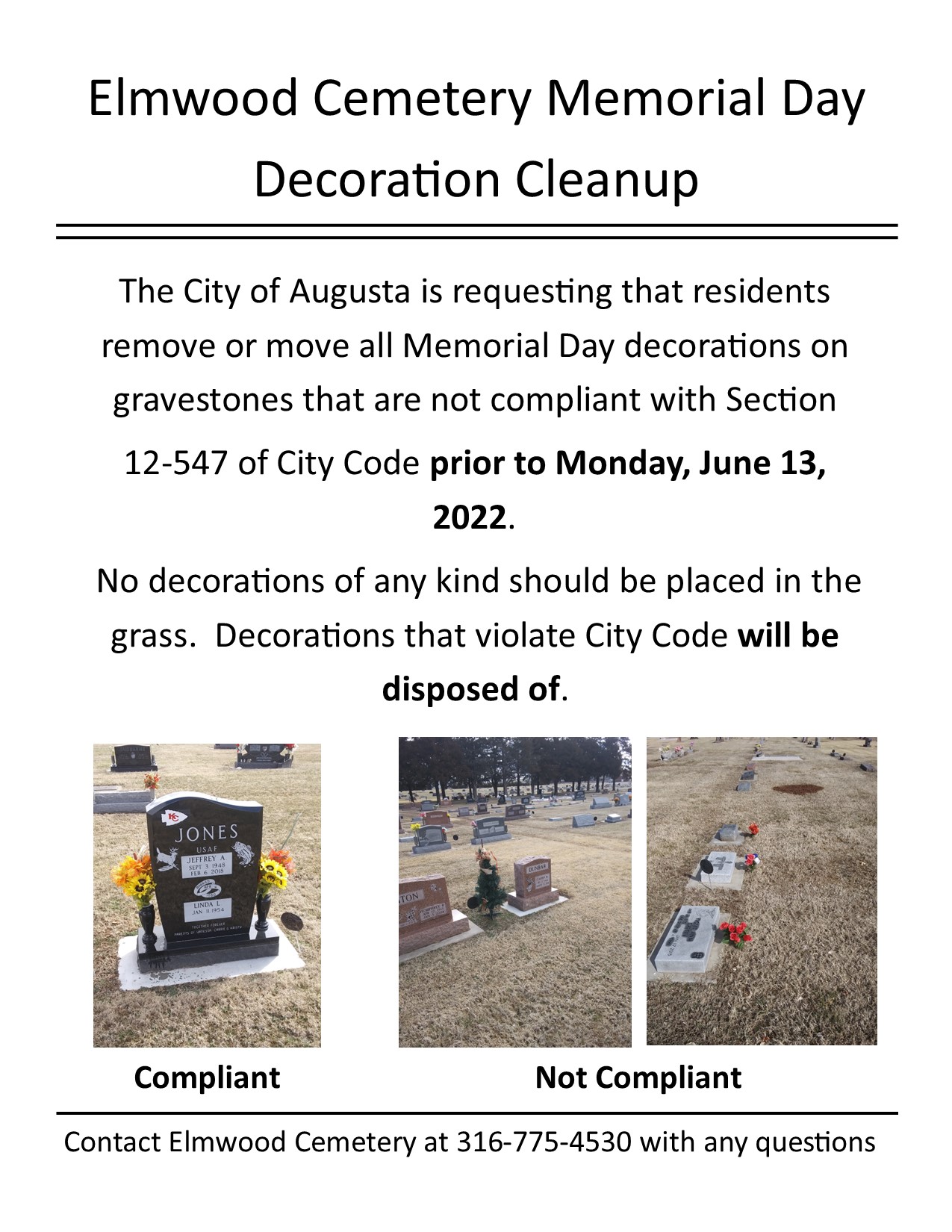 Cemetery Cleanup Notice 2022